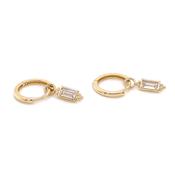 9ct Yellow Gold Baguette CZ Drop Clicker Hoops image