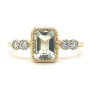 9ct Yellow Gold Emerald Cut 1.08ct Green Amethyst Ring