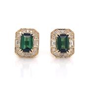 9ct Yellow Gold Earth Grown 1.20ct Green Tourmaline And Diamond Earrings image