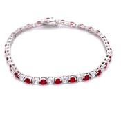Sterling Silver Ruby &amp; White CZ Tennis Bracelet