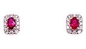 9ct White Gold Ruby &amp; Diamond Earrings image