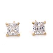 9ct Gold 4 Claw Princess Cut Cz Studs image