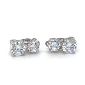 Sterling Silver Cz Round Clip On Earrings image