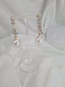 Alison Gold Diamond and Pearl drop earrings image
