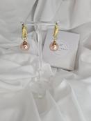 Scarlett C shape gold hoop earrings with pearl drop image