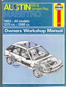 Haynes Manual: Austin MG &amp; Vanden Plas Maestro: Owners Workshop Manual image
