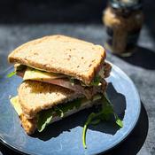 Baked Ham &amp;amp; Cheddar Sandwich on White image