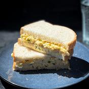 Egg &amp;amp; Chive Sandwich on White image