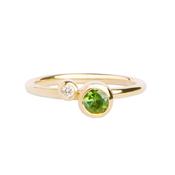 Willow Shimmer 9ct yellow gold ring with green tourmaline &amp; diamond
