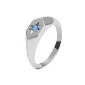 Starlight Blue Zircon Birthstone Signet Ring image