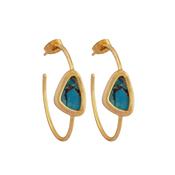 Chloe Gold &amp; Turquoise Hoop Earrings