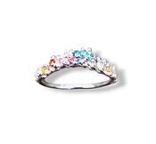 Starborne Cosmic Wave Silver Stacking  Ring with Lab Grown Crystals