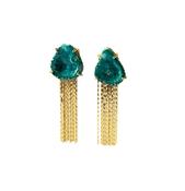 Green Geode Tassel Earrings