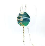 Long Circle Wave Necklace in Petrol &amp; Emerald