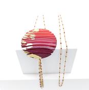 Long Circle Wave Necklace in Red &amp; Burgundy image