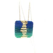 Long Square Wave Necklace in Blue &amp; Emerald image