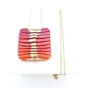 Long Square Wave Necklace in Fuchsia &amp; Orange