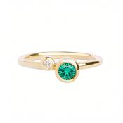 Willow Shimmer 9ct yellow gold ring with Green Tsavorite &amp; Diamond image