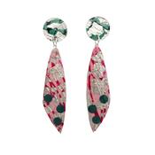Moondrifter Sgraffito Textile Earrings in Silver/Pink/Jade