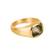 Moss Agate Gold Signet Ring