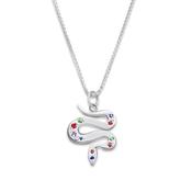 Sterling Silver &amp; Tsavorites or Sapphires Serpent Pendant image