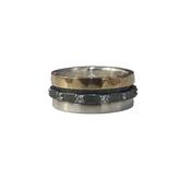 Spinner Ring in Silver &amp; 18ct Yellow Gold with CZ image