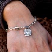 Keith Haring Inspired Claddagh Paper Clip Chain Bracelet image