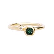 Willow Shimmer 9ct yellow gold ring with Green Tsavorite &amp; Diamond image