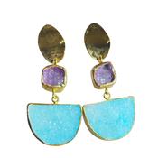 Amazonia Earrings In Amethyst &amp; Aqua Druzy