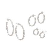 Freeform Layered Wing Hoop Earrings in Frosted Silver image
