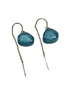 Acrylic Aquamarine Earrings with Chain Back Silver