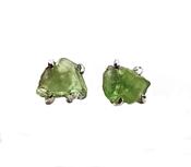 Raw Peridot Studs