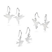 Bird Drop Earrings Silver image