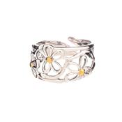 Adjustable Daisy Ring in Silver &amp; Gold
