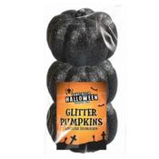 Black Foam Glitter Pumpkin 3pk