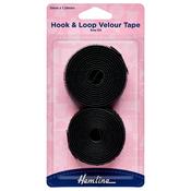 Hook &amp;amp; Loop Velcro Tape Sew-In Black 1.25mtrs