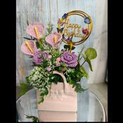 Crochet Floral Arrangement - Pink and Purple