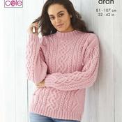 Ladies Sweater and Cardigan Knitting Pattern in Aran