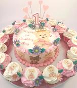 Kids Birthday Cake and cupcake display 16” image
