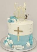 (1 ) Round Frosted Ombré Communion /Confirmation Cake