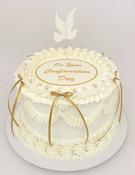 ( 2) Round Confirmation Cake with Dove &amp;amp;Pearls