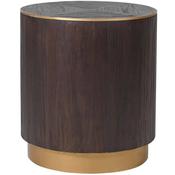 Brushed Elm and Copper Round Lamp Table - 50cm x 56cm
