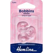 Hemline Singer Drop-In Plastic Sewing Machine Bobbins – 3 Pack image