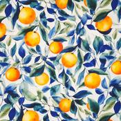 Digital Print Linen Viscose Mix - Watercolour Oranges image