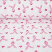 Printed Fleece - Pink Ribbon &amp; Hearts image
