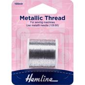 Hemline Metallic Thread – Silver, 100 m