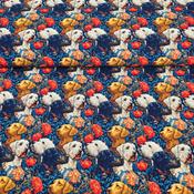 Digital Print 100% Cotton - Floral Dogs image