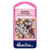 Hemline 4mm Eyelets – Assorted Colours, 40 Pack with Tool image