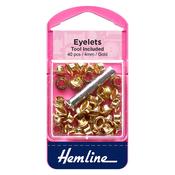 Hemline 4mm Eyelets – Gold, 40 Pack with Tool image