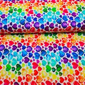 100% Cotton Print - Rainbow Hearts